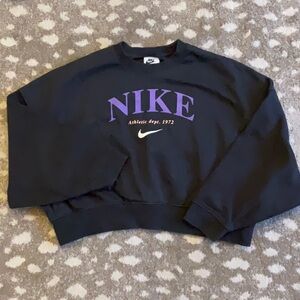 Nike purple and black cropped sweatshirt